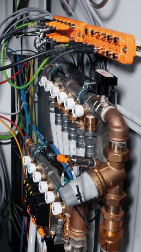 Part of a cooling circuit with sensors.