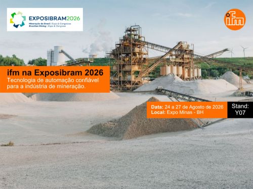 Imagem teaser da página: Tecnologia e monitoramento para a Indústria de Mineração. A ifm estará na Exposibram 2026! Stand Y07