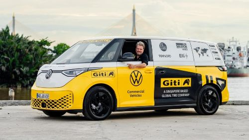 Rainer Zietlow in a VW ID. Buzz