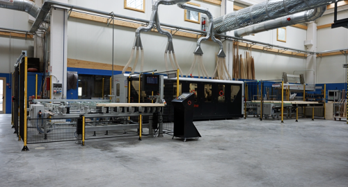 La linea di levigatura completamente automatizzata realizzata da Ecoline per Alpilegno