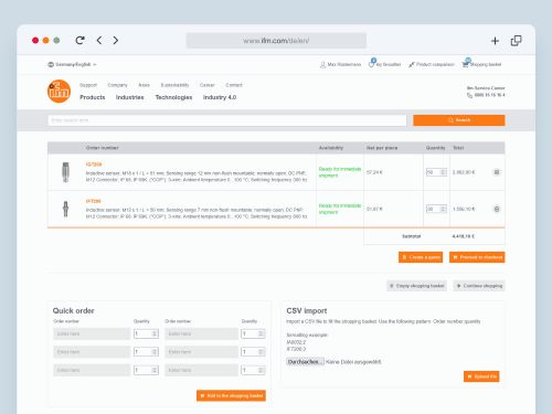 Teaser image of the article: Fast and convenient ordering. Availability check, individual prices, CSV import