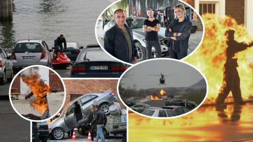 Fotos von verschiedenen Stunts.