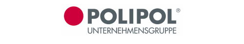 Logo der Firma Polipol: Roter Kreis links, daneben der Schriftzug in Dunkelgrau