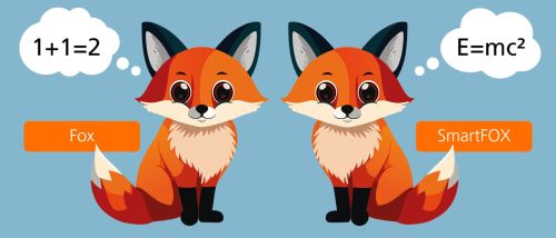 Illustration of two foxes labeled 