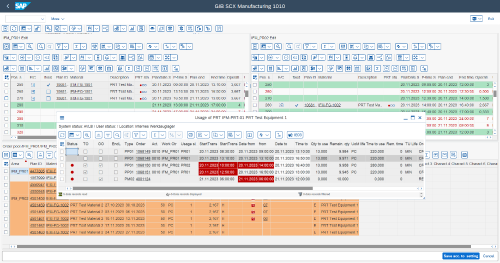 Screenshot: consideration of available production resources/tools in production planning