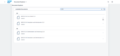 Screenshot of the new app Document Explorer in the Fiori launchpad, which can be used to access all SCX documentation.