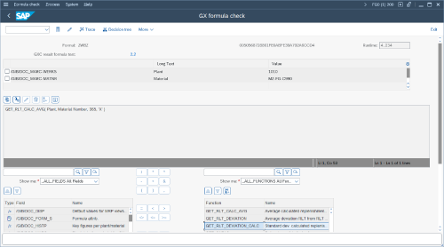 Screenshot: Automatic calculation of RLT and standard deviations