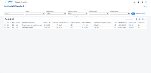Screenshot: Fehlteile-App