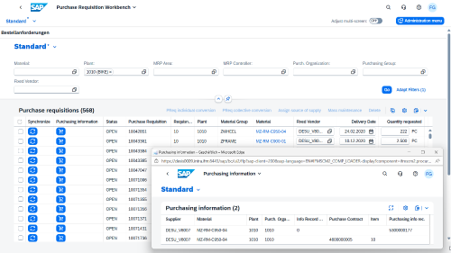 Screenshot: Multi-screen function for the Fiori Launchpad