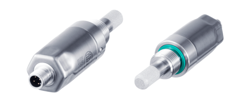 Product image of LDH313 dew point sensor shows electrical M12 and process connection