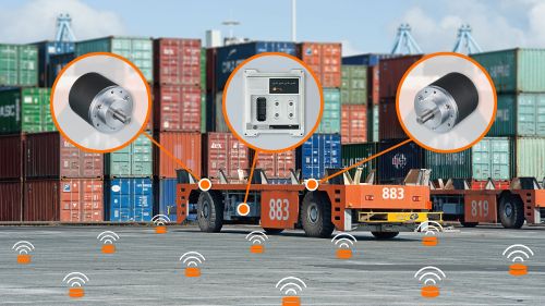 AGV im Hafen automatisiert mit Safety-Drehgeber und Saftey-Controller