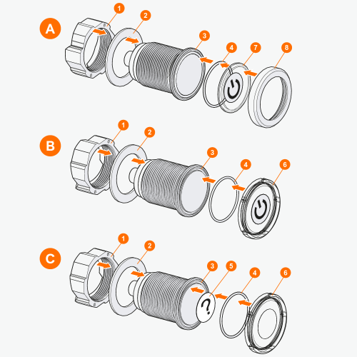 Observe assembly, sequence and direction of installation