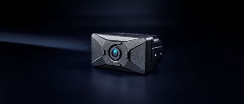 Product photo of the O2M5 camera for person detection on a dark background