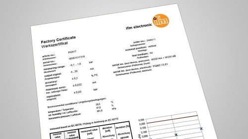 Teaser image of the article: Calibration services and Factory certificates. Complete list: Certain sanitary ifm products come with free NIST calibration certifications for ease and convenience to our customers.