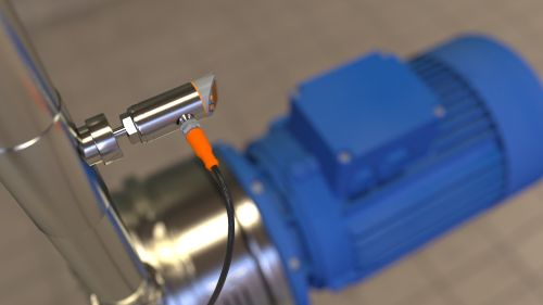 SA flow sensor mounted in a pipe upstream from a pump.