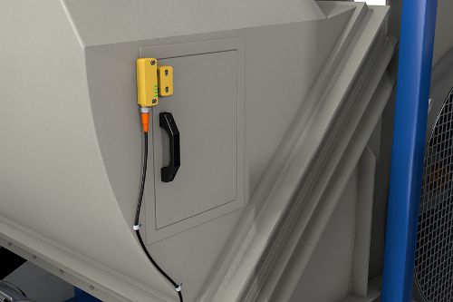 Image of RFID-coded safety door switch protecting access door.