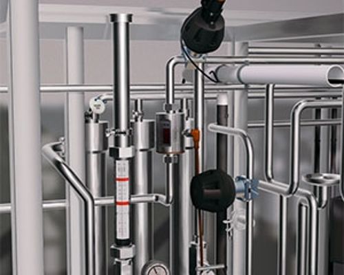Water treatment skid with stainless steel piping and an SM magmeter