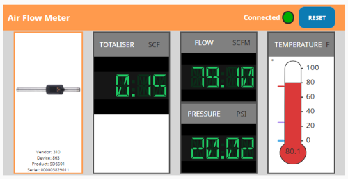 Screen shot of ignition setup for SD flowmeter