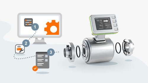 Teaserbild von der Seite: Stellen Sie Ihre hygienische Durchflusslösung zusammen. Profitieren Sie von der Präzision unserer Durchflusssensoren für die Lebensmittelindustrie – stellen Sie sich Ihre Produktlösung zusammen!