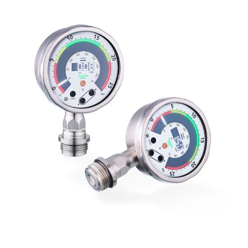 Cuplikan gambar artikel: Indikasi tekanan pintar di area higienis. Manometer elektronik dengan visualisasi LED