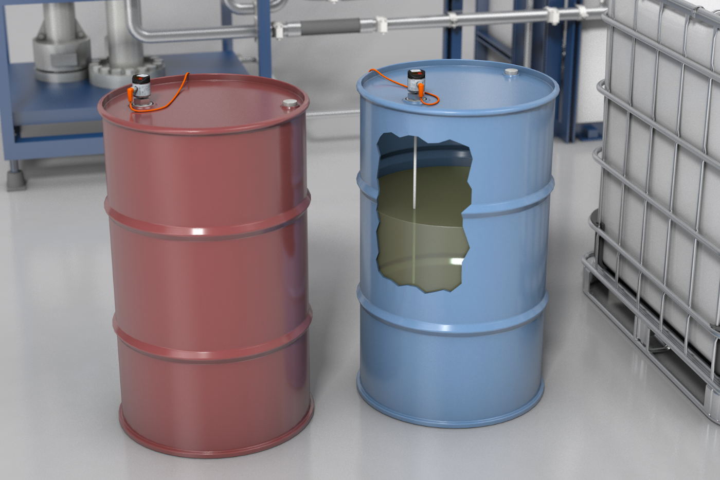 Level monitoring of casting resin drums - ifm
