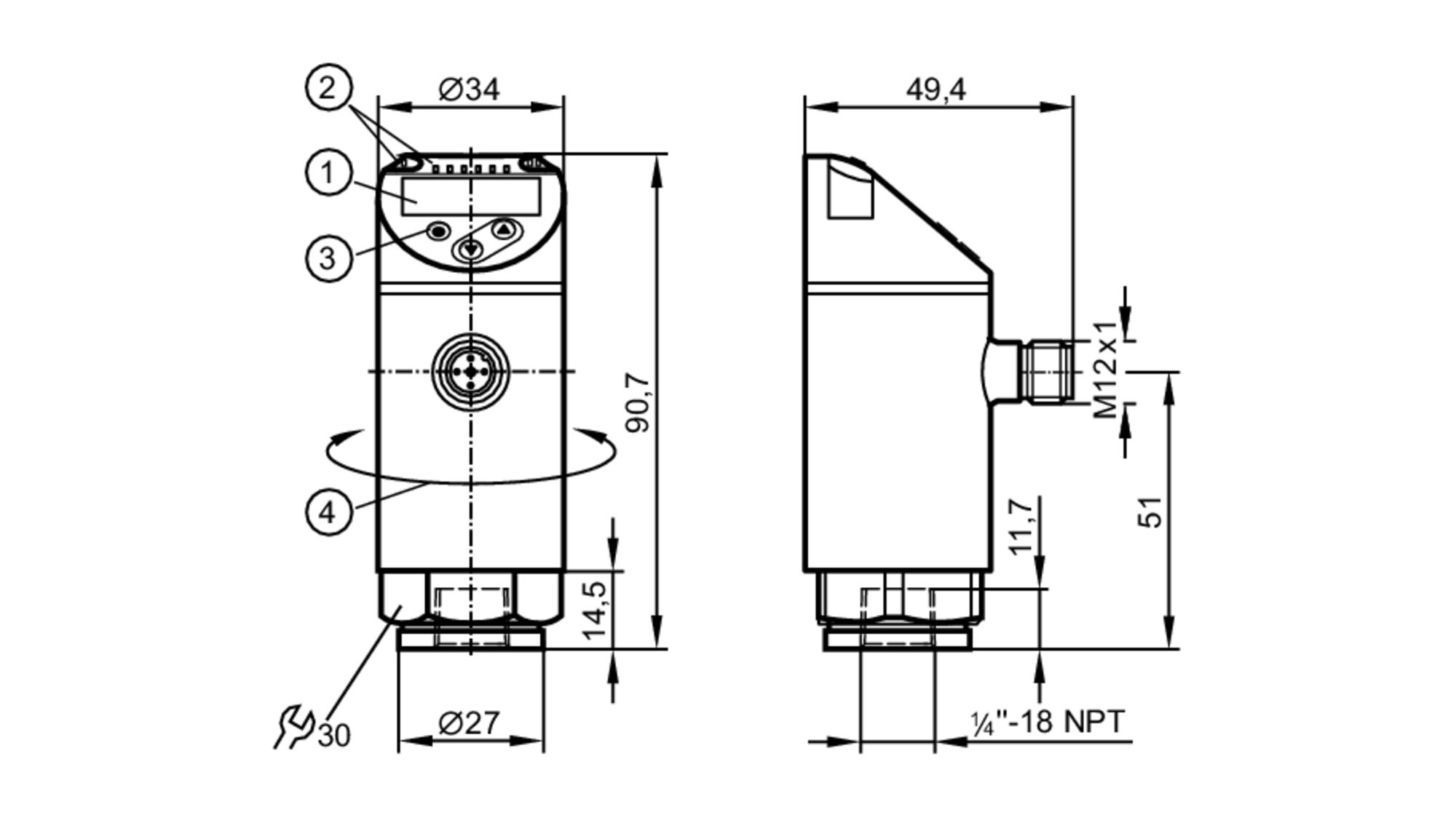 ifm PN2270 Electronic Pressure Sensor for sale online 